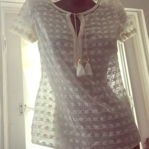Tory Burch creme blouse size 0